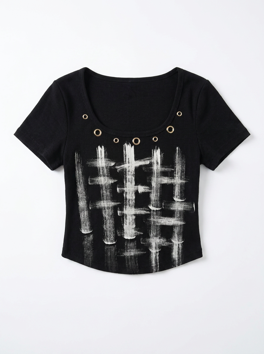 アイレットグラフィッククロップドTシャツ