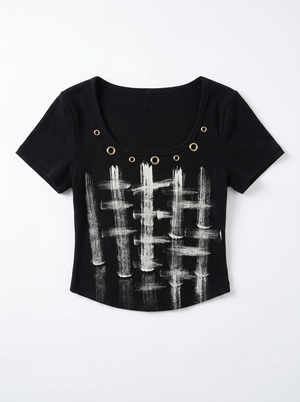 アイレットグラフィッククロップドTシャツ