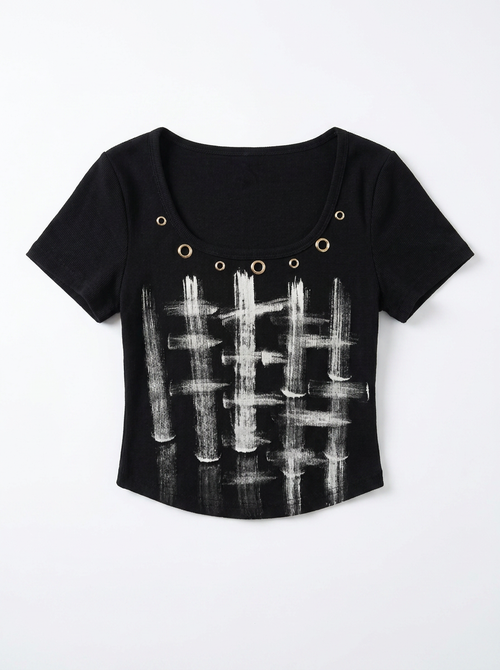 アイレットグラフィッククロップドTシャツ