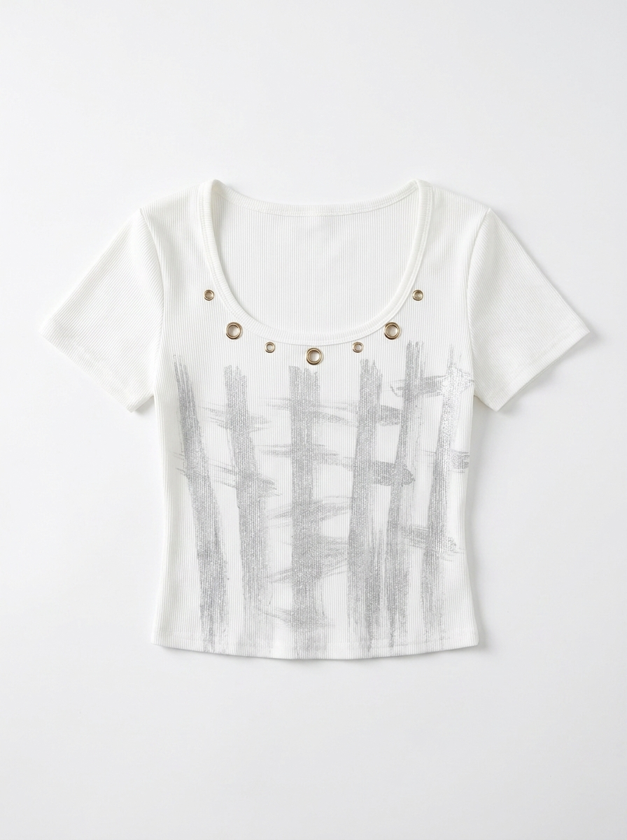 アイレットグラフィッククロップドTシャツ