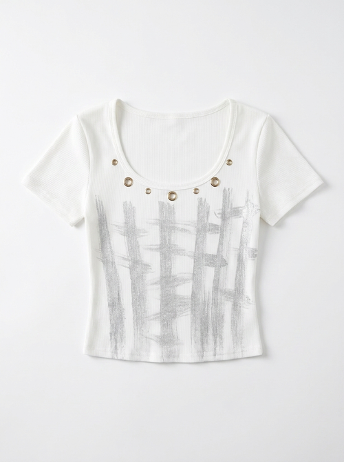 アイレットグラフィッククロップドTシャツ
