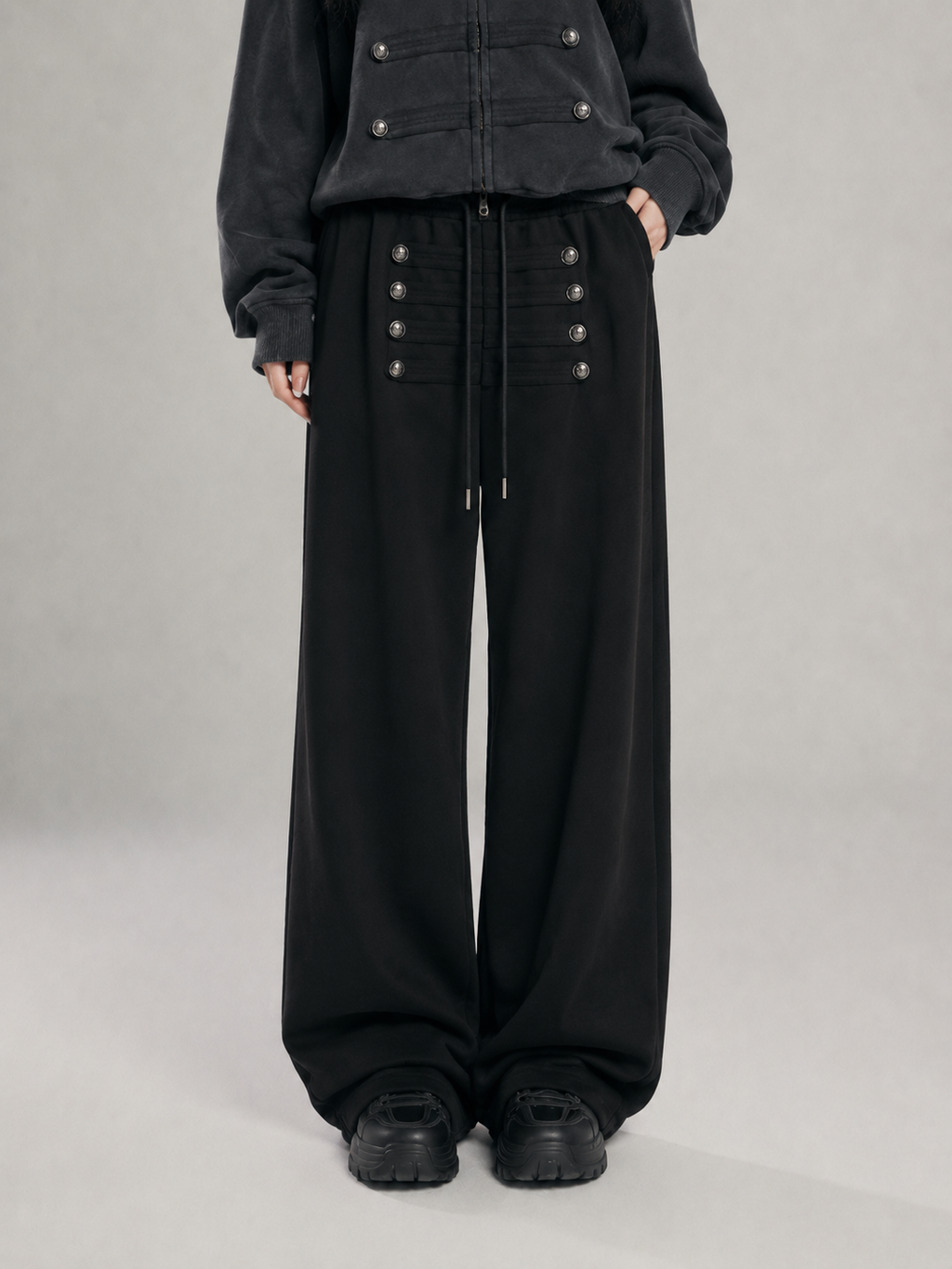 ナポレオンボタンワイドスウェットパンツ