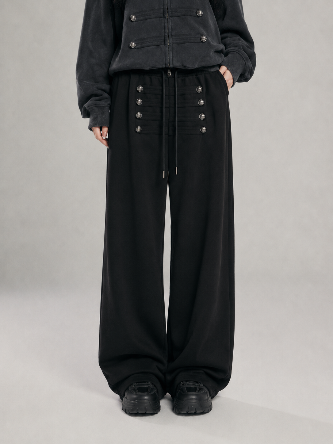 ナポレオンボタンワイドスウェットパンツ