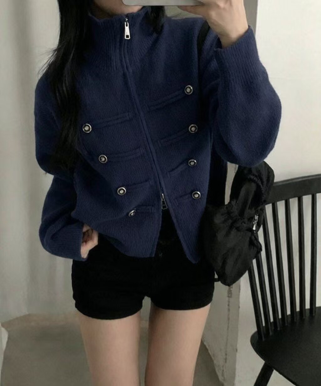 ナポレオンデザインジップアップニット