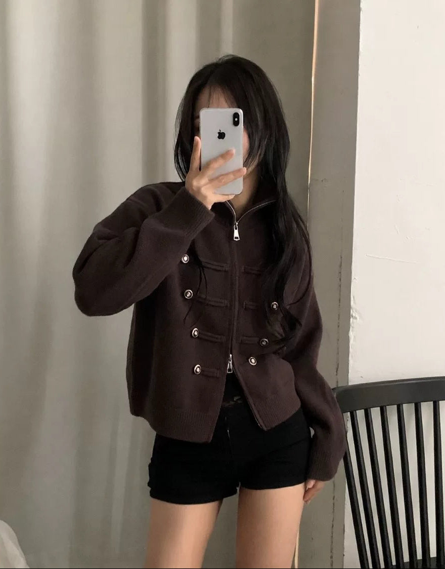 ナポレオンデザインジップアップニット
