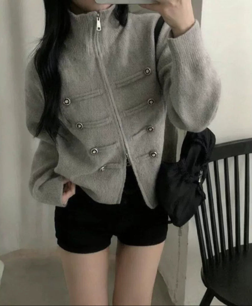 ナポレオンデザインジップアップニット
