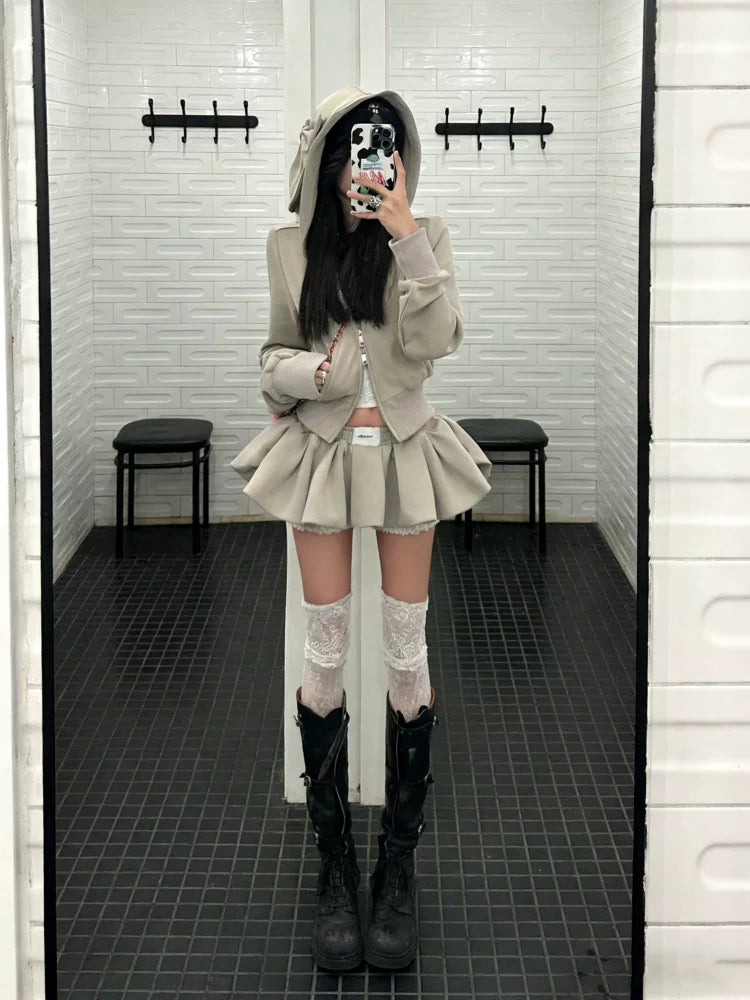 リボンフードガーリープリーツセットアップ