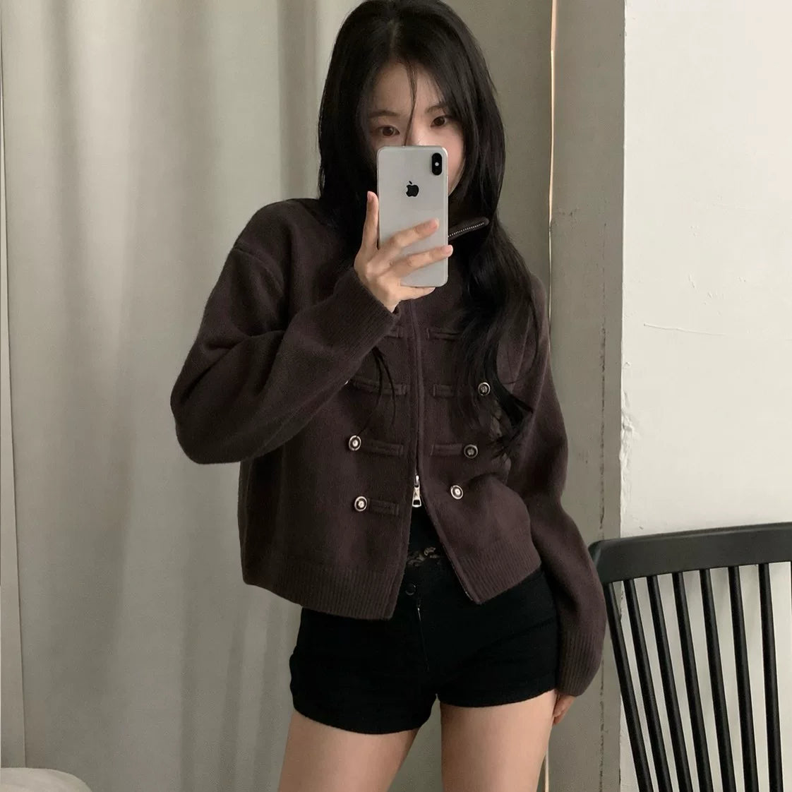 ナポレオンデザインジップアップニット