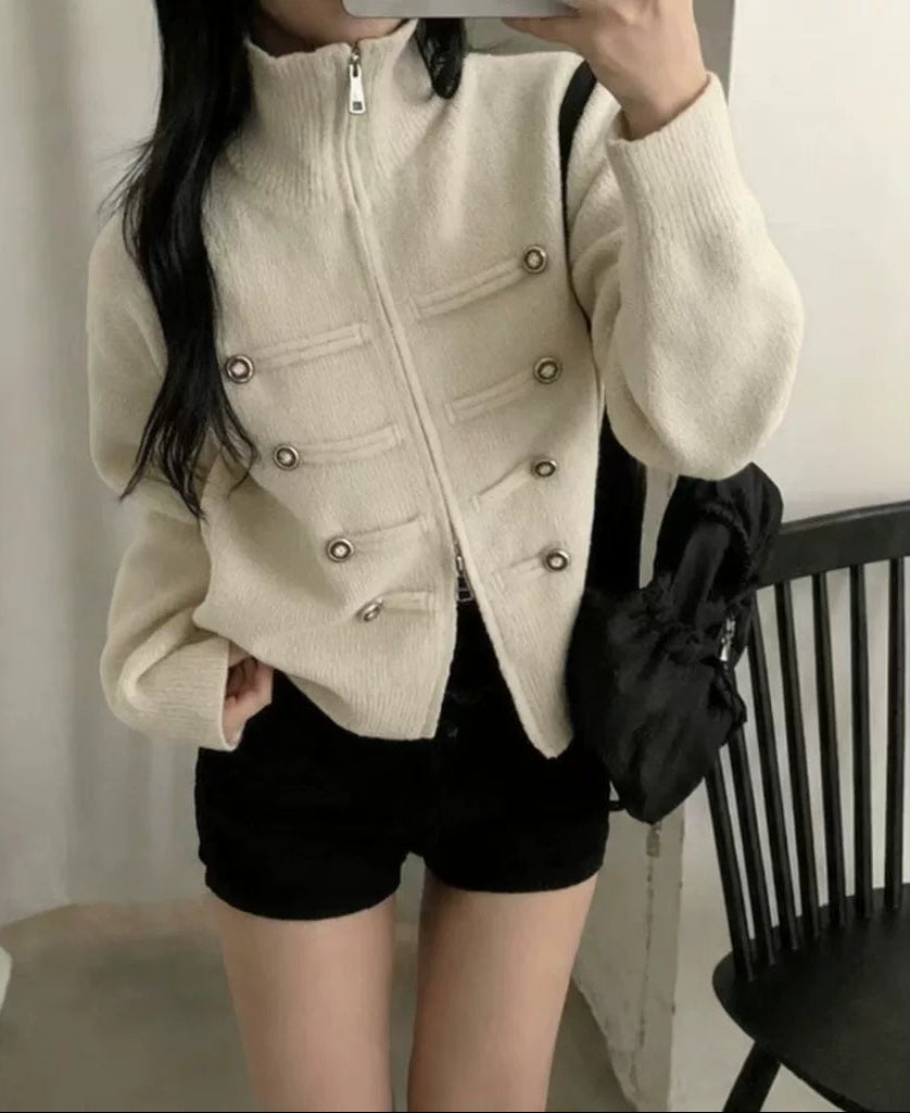 ナポレオンデザインジップアップニット