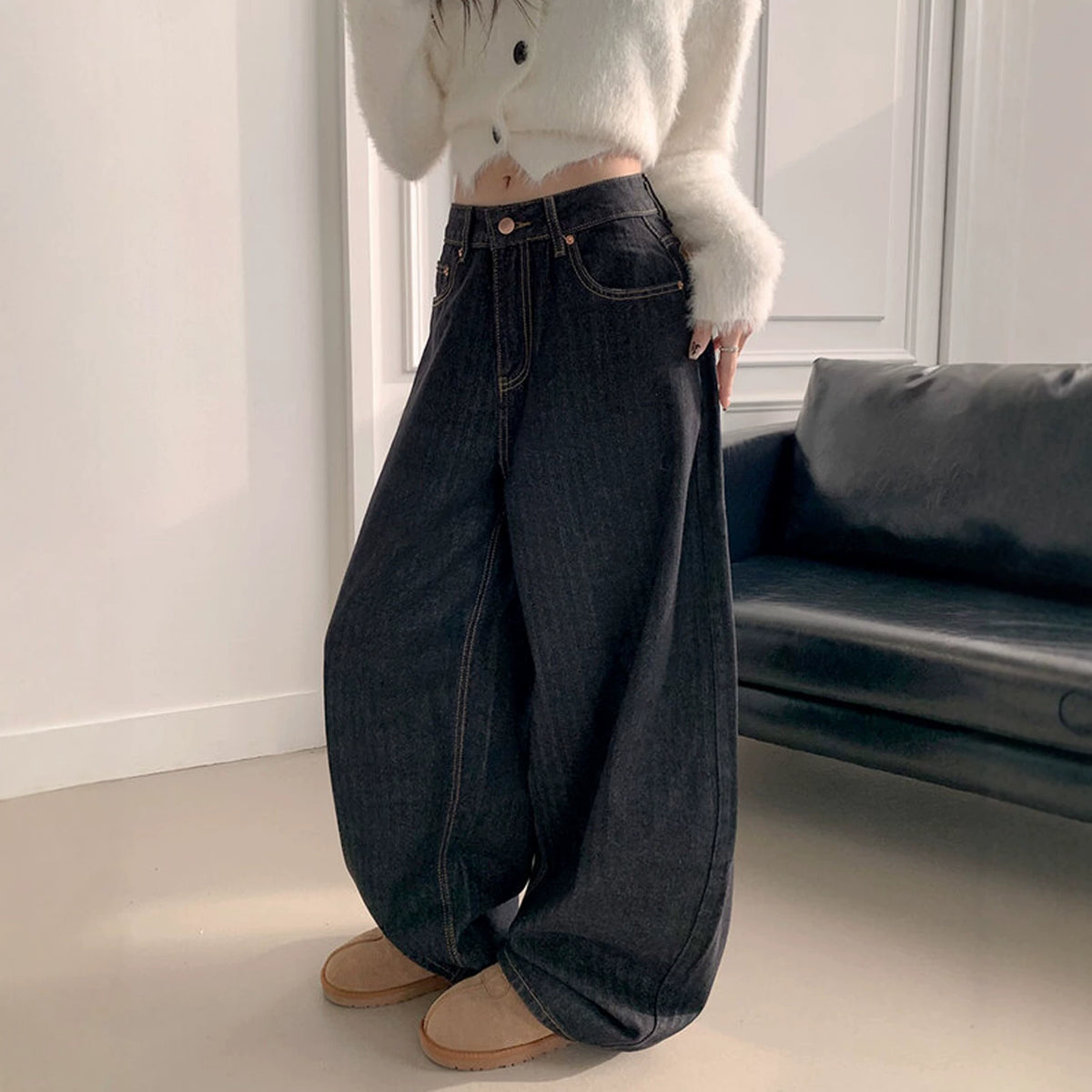 レオパードロゴワイドデニム