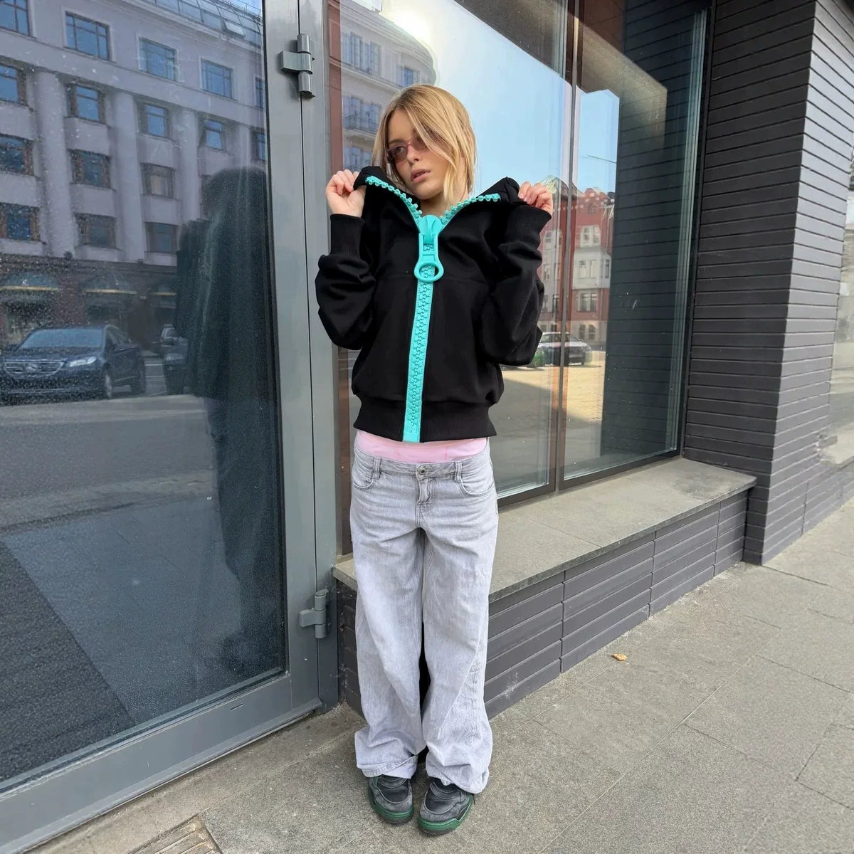 ネオンビッグジップオーバーパーカー